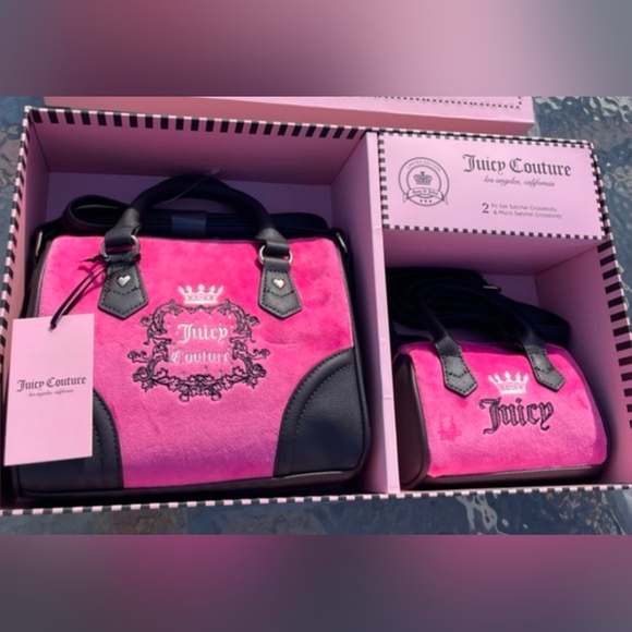 Juicy Couture Heritage Mommy and Me Hot Pink Satchel Set - Picture 2 of 9
